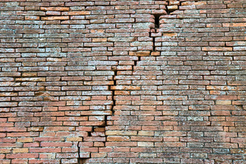 Cracked brick wall