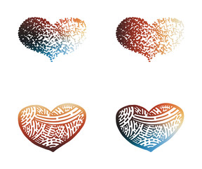 Vibrant colorful hearts shapes.