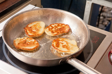 Cooking corn pancakes
