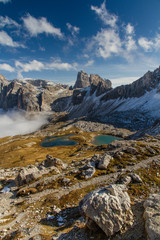 Fototapeta na wymiar Monte Paterno with Blue Lakes-Tre Cime,Dolomites