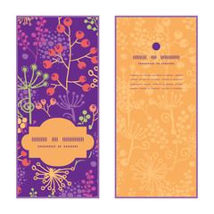 Vector colorful garden plants vertical frame pattern invitation