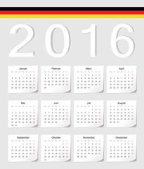 German 2016 calendar