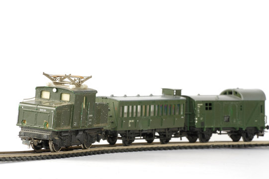 electric train green toy miniature 2