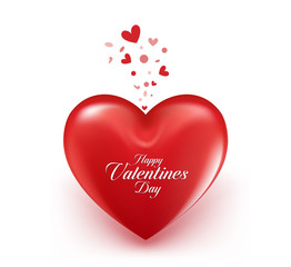 Valentines Day Red Sweet Hearts. 3D Vector Illustration