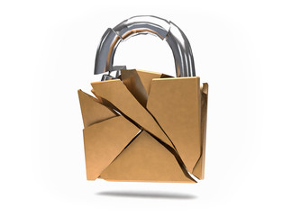 3D Isolated Security Broken Padlock