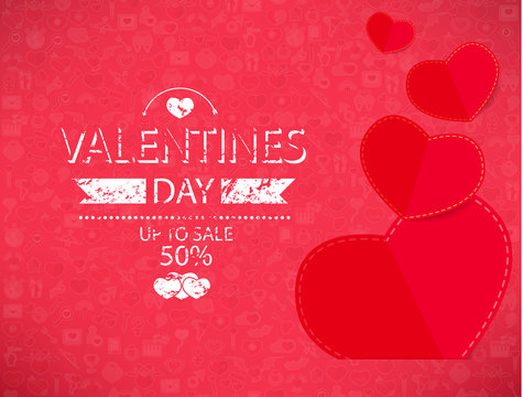 Template valentines day up to sale 50% card and banner.