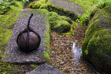 Traditional japanese weight in zen garden