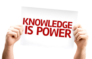 Knowledge is Power card isolated on white background
