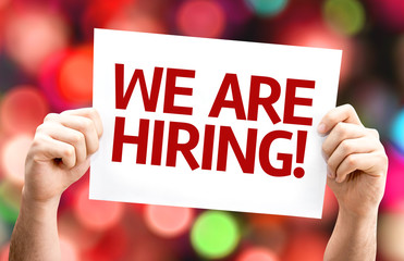 We are Hiring card with colorful background