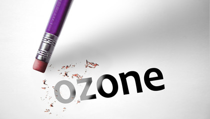 Eraser deleting the word Ozone