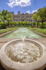 Pedro Luis Alonso gardens and the Town Hall building in Malaga,