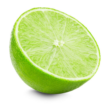 half of lime isolated on the white background