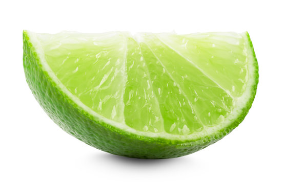slice of lime isolated on the white background