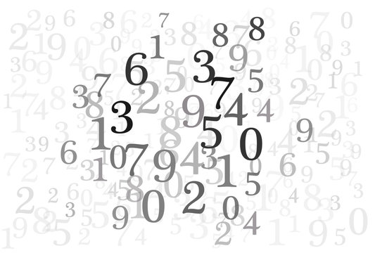 An abstract background with random numbers in gray scale