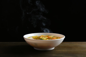 Delicious home cooked food with steam