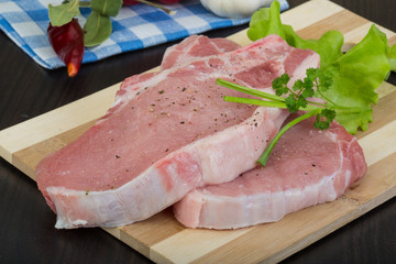 Raw t-bone steak