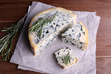 Blue cheese with sprigs of rosemary