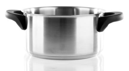 Metal saucepan isolated on white background