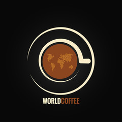 coffee cup world map background