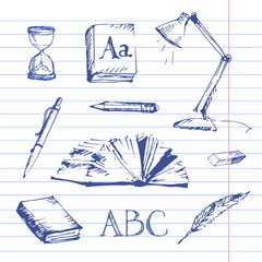 Back to school. Notebook lined paper.