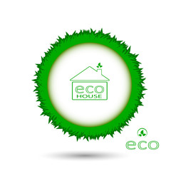 abstract green grass circle frame vector whit background