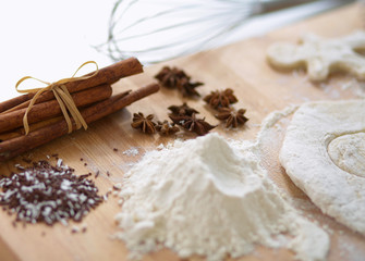 Baking ingredients for shortcrust pastry, plunger