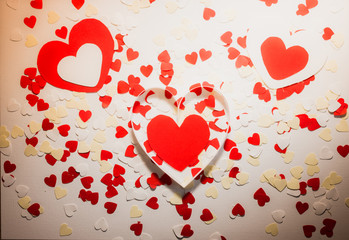 many red and white heart on white  background