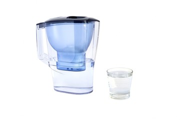 jug with water filter isolated on white background