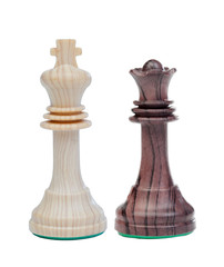 The white king and the black queen chess pieces