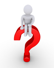 Question mark with person