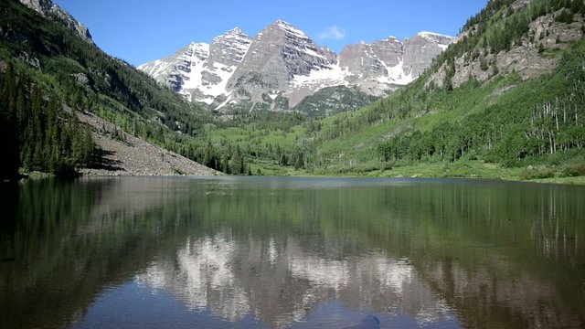Maroon Bells with stream, Rocky Mountains, Colorado HD video