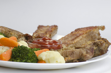 Pork ribs with Boiled  Vegetables