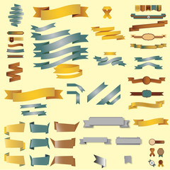 web elements ribbons set