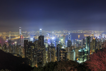 Fototapeta premium Night sceen from Victoria Peak