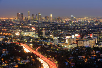 Fototapeta na wymiar Classical Los Angeles Downtown nightscene
