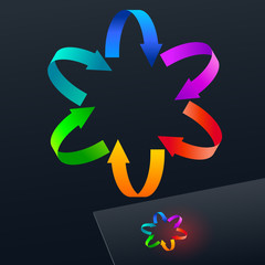 Vector logo with colorful arrows on dark Background