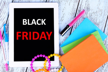 Tablet with Black Friday text