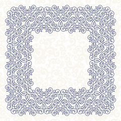 Blue ornament, white background.