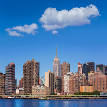 Manhattan New York sunny skyline East River NYC