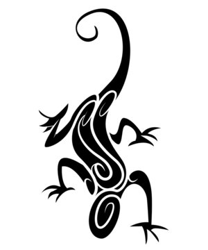 Black Silhouette : Lizard Tribal Tattoo