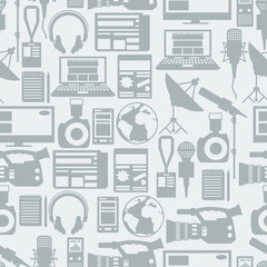 Seamless pattern with journalism icons.
