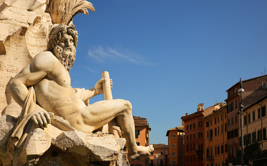 Fountain of the four rivers in Navona square. Rome, Italy