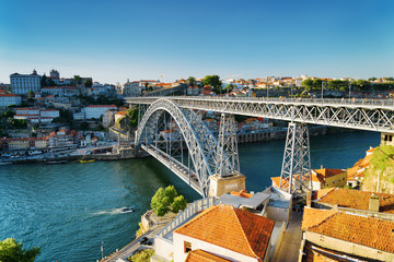 Fototapeta premium The Dom Luis Bridge in Porto, Portugal.