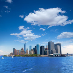 Fototapeta na wymiar Lower Manhattan skyline New York from bay USA