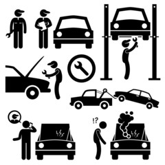 Car Repair Services Workshop Mechanic Cliparts Icons