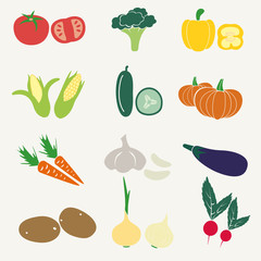 set of color simple vegetables icons eps10
