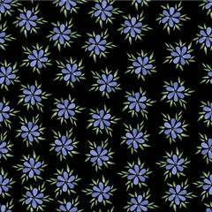 Fototapeta na wymiar Pastel watercolor hand drawn blue flower seamless pattern.