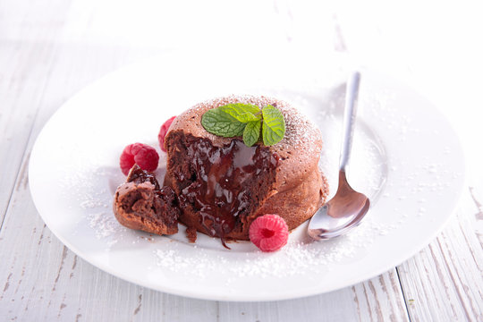 cake with chocolate and raspberry