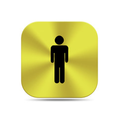 Gold button with man toilet icon