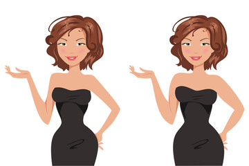 Fat and thin woman. Vector illustration